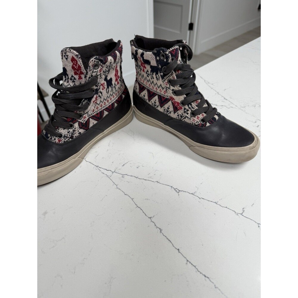 Vans Fair Isle Knit High Top Women's 6.5 Rubber Zip Back Sneakers Shoes EUC - Picture 3 of 10